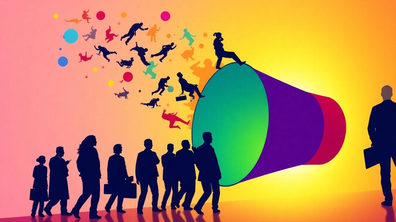 Lead generation funnel with people flowing in.