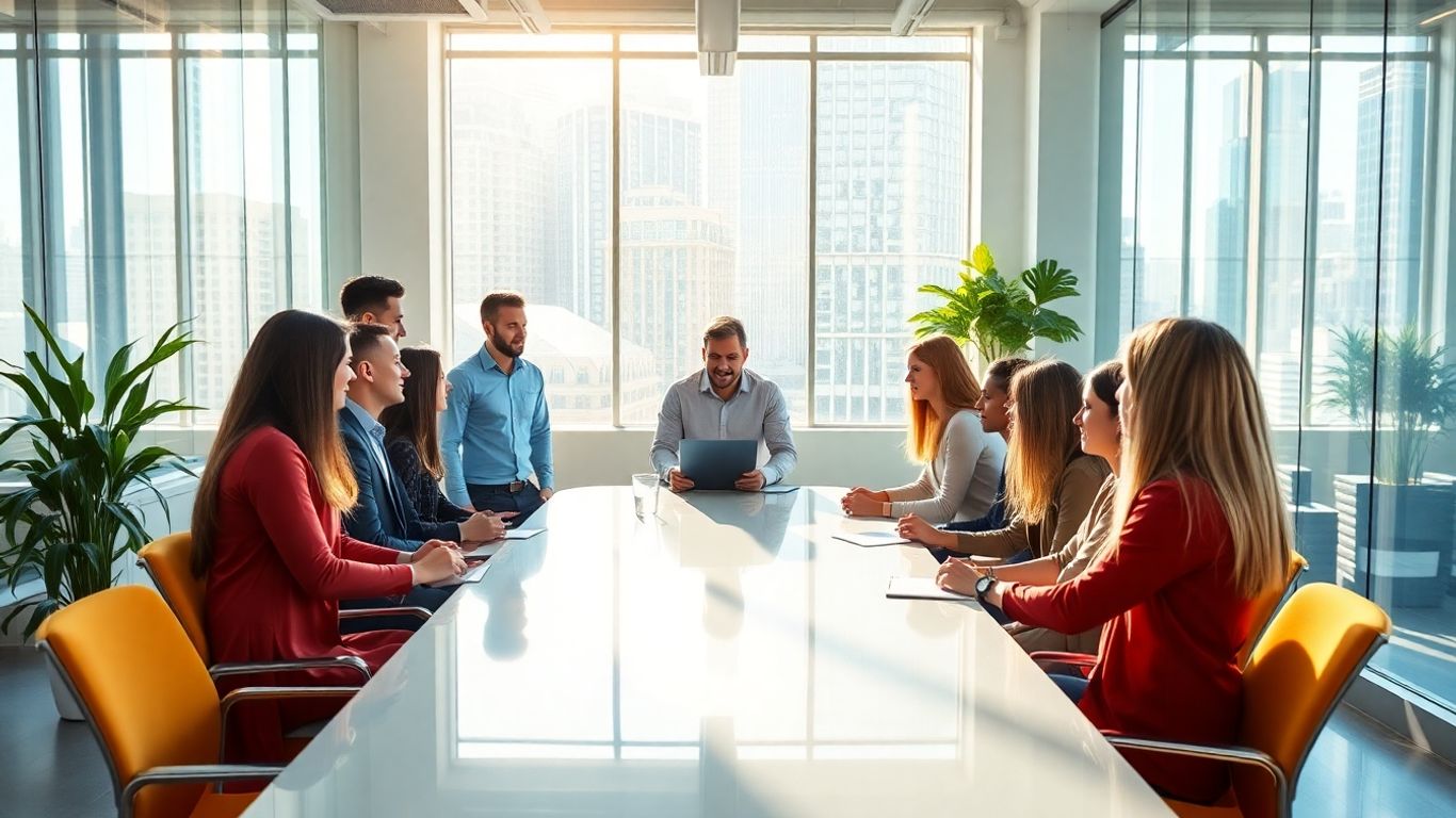 Professionals collaborating, symbolizing growth and successful lead generation.