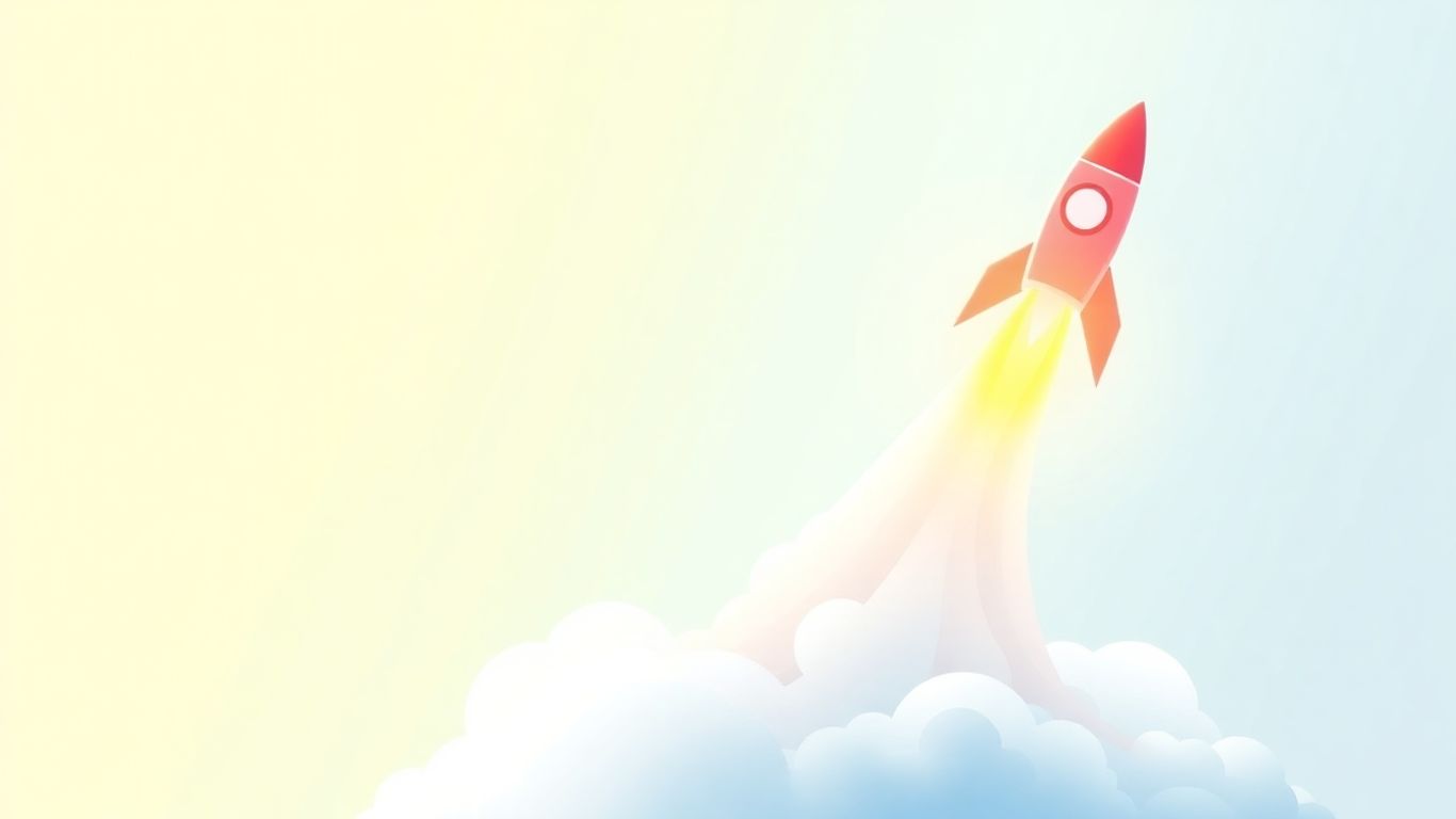 Rocket launching upwards, symbolizing SaaS growth.