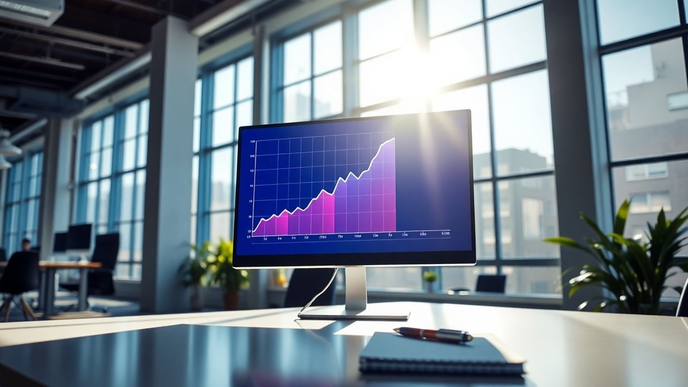 Business growth chart on a computer screen.
