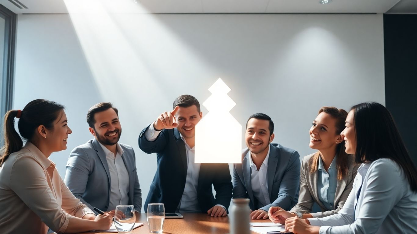 Business professionals discussing growth strategies and opportunities.