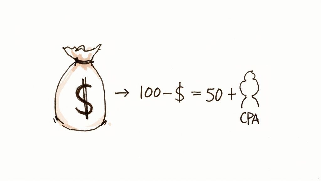 A close-up shot of a calculator with a pen resting on top, symbolizing financial metrics like Cost Per Acquisition.