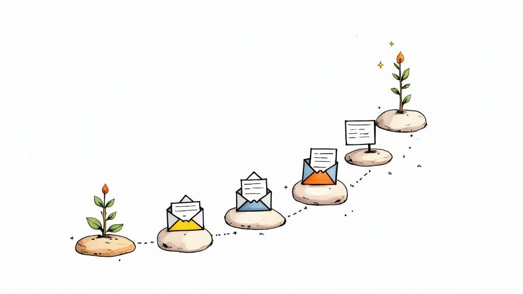 A person's hands watering a small plant in a pot, symbolizing the nurturing of a lead.