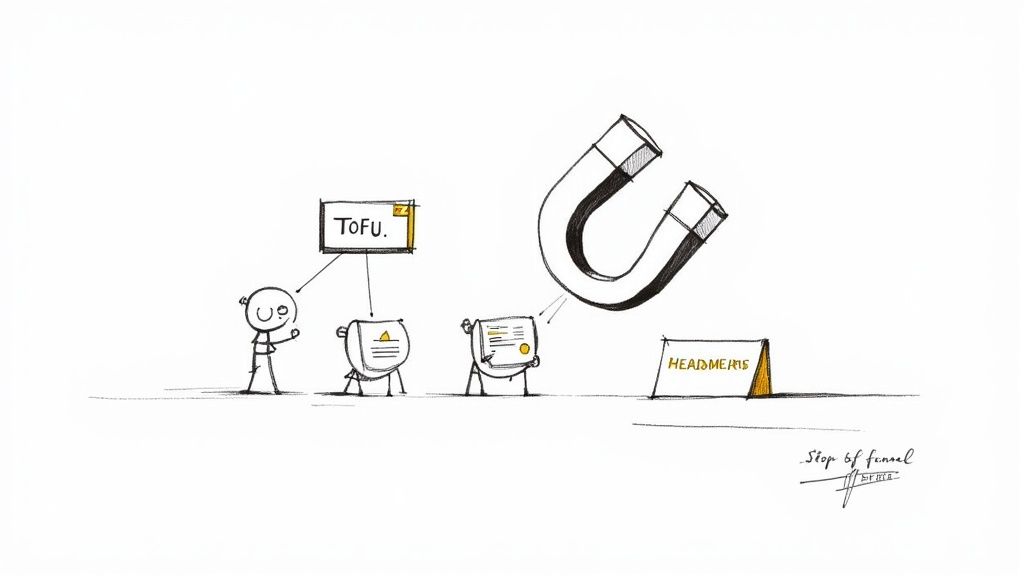 A person creating a content marketing strategy on a whiteboard.