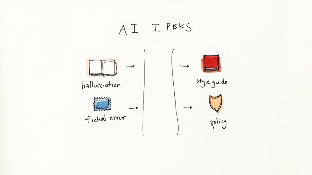 A person using a laptop with caution signs and warning symbols around it.