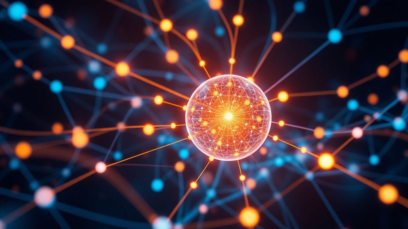 Abstract visual of interconnected lines and glowing nodes.