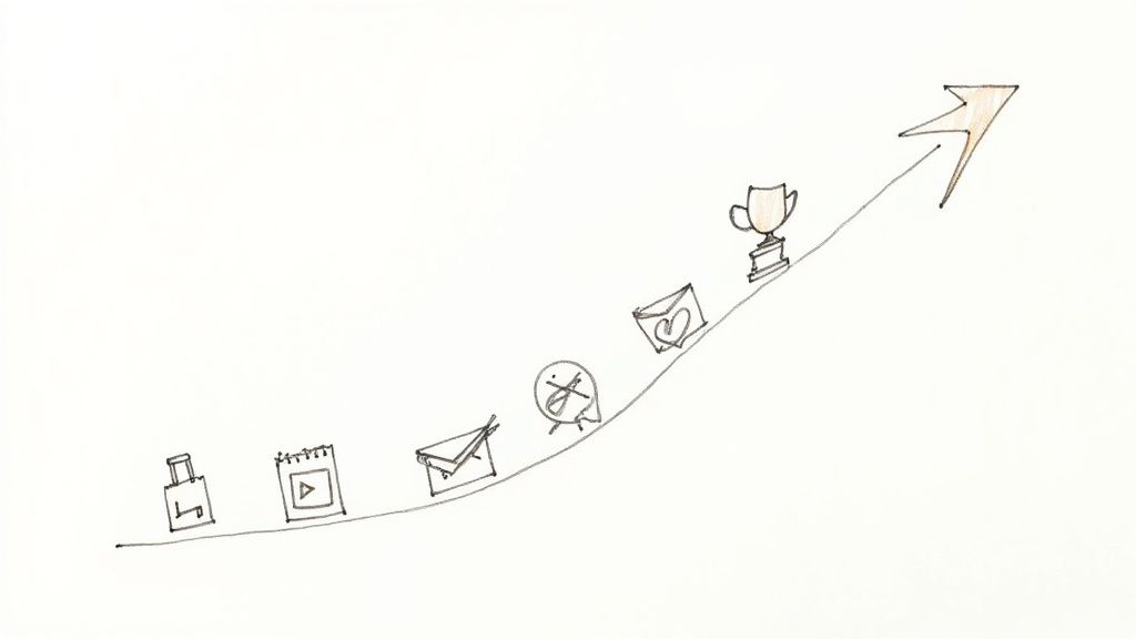 A hand placing a puzzle piece with a customer icon into a larger puzzle, symbolizing customer retention and value.