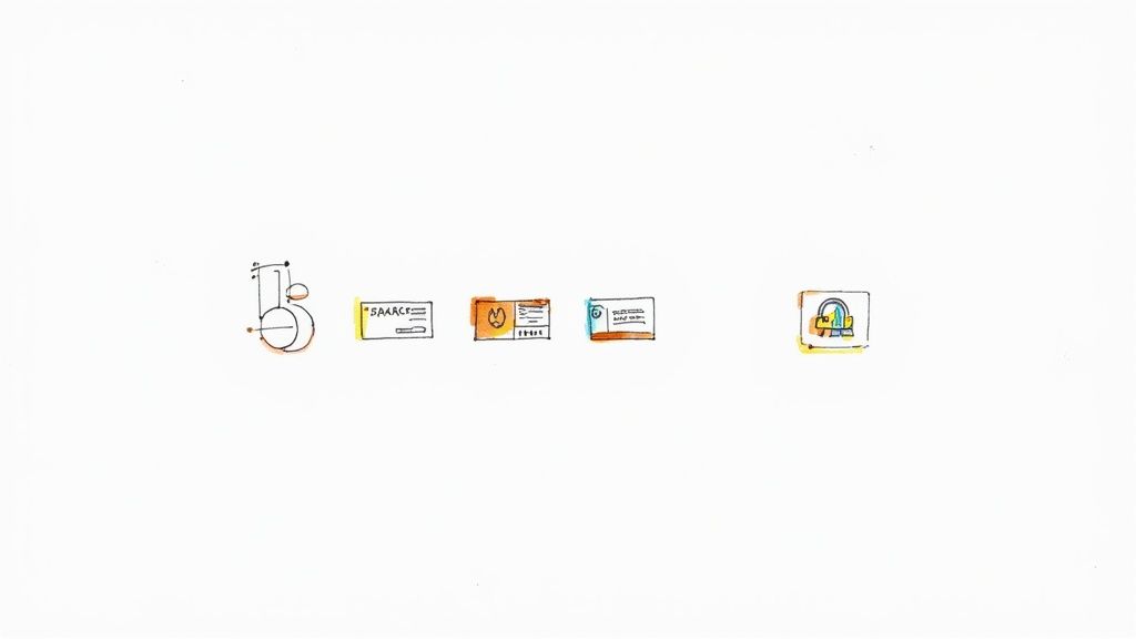 A price tag with a calculator and a shipping truck, symbolizing transparent shipping costs and taxes.