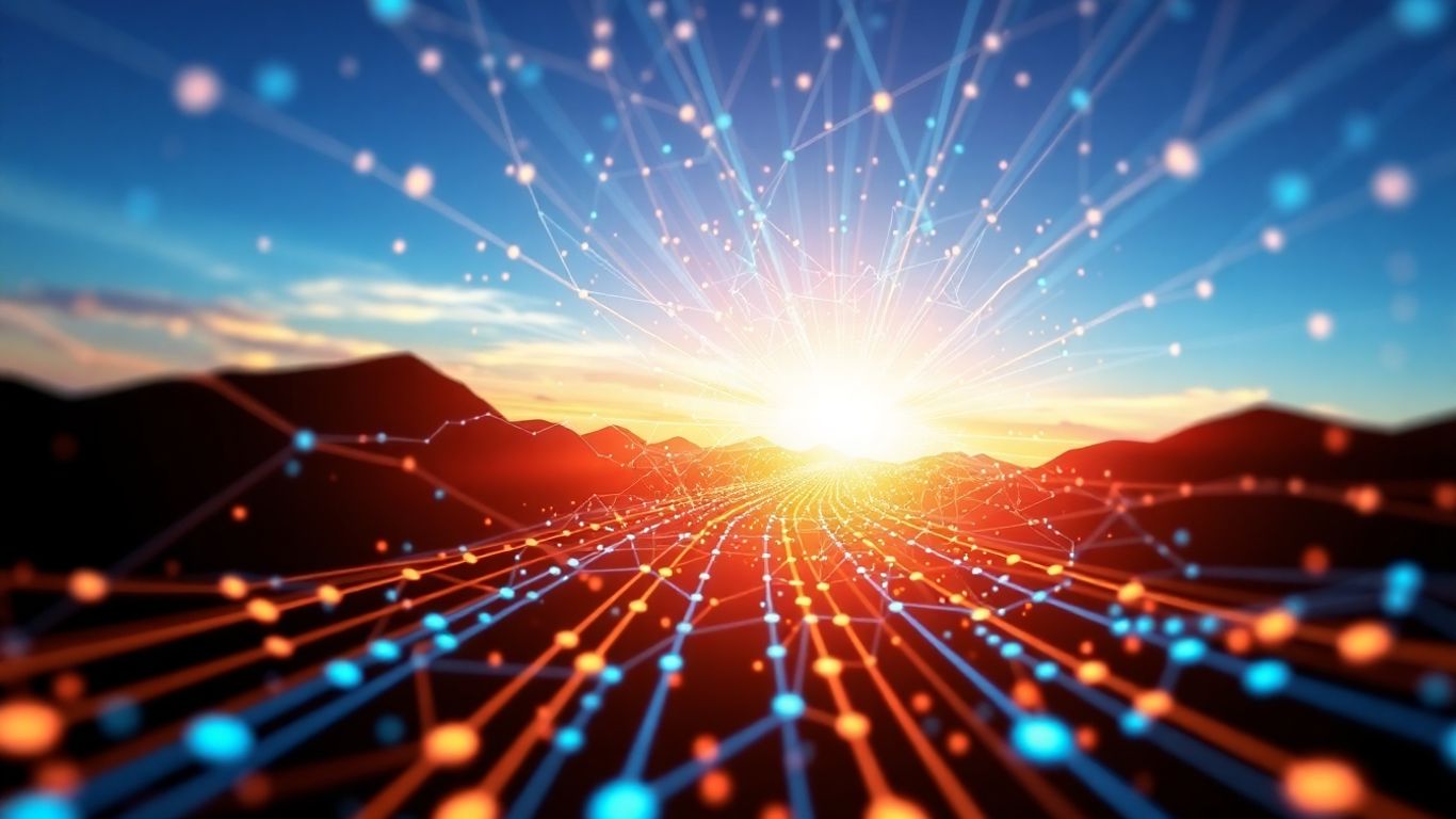 Abstract digital pathways leading to future business growth.