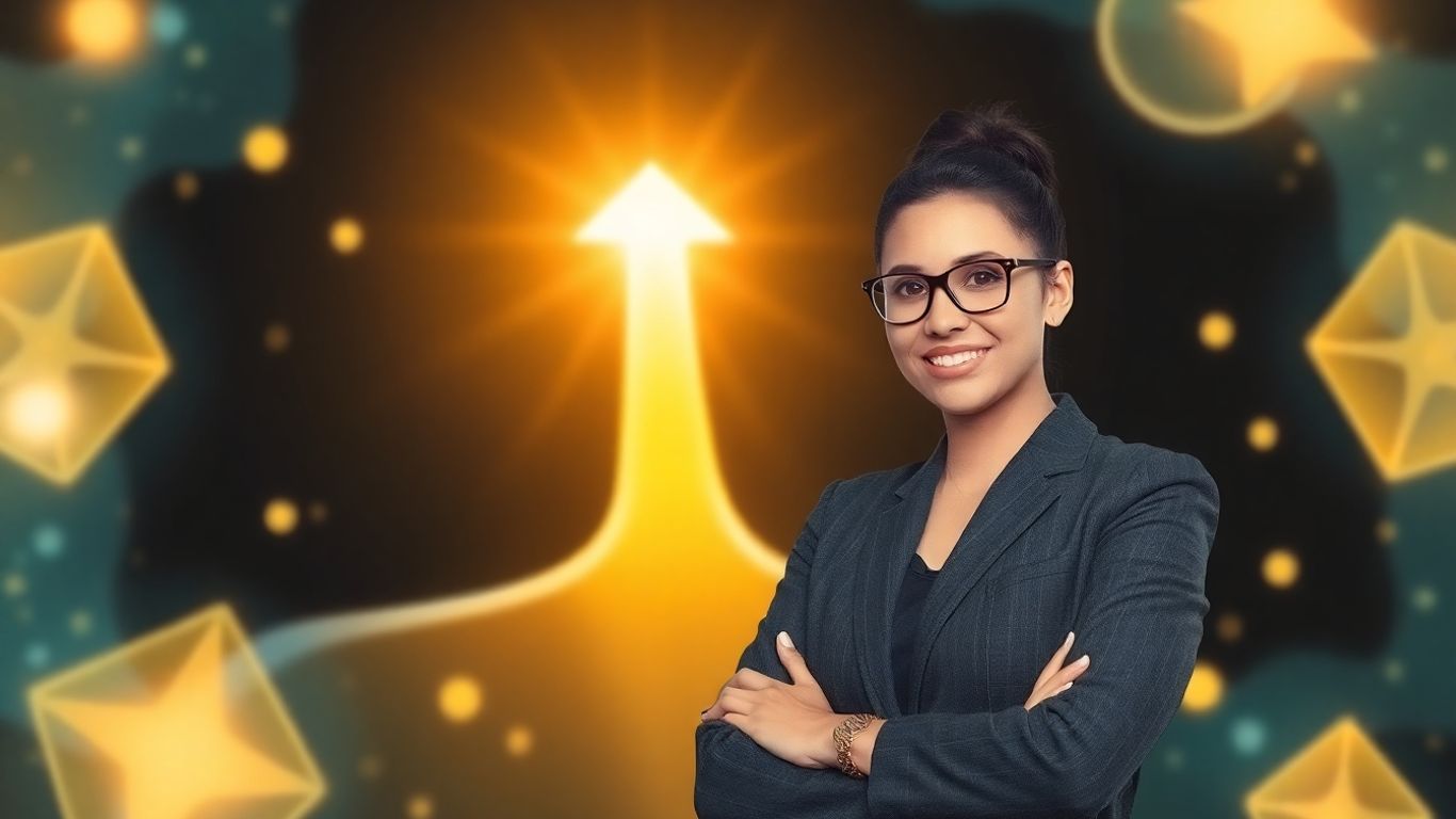 Specialist achieving success on a bright upward path.