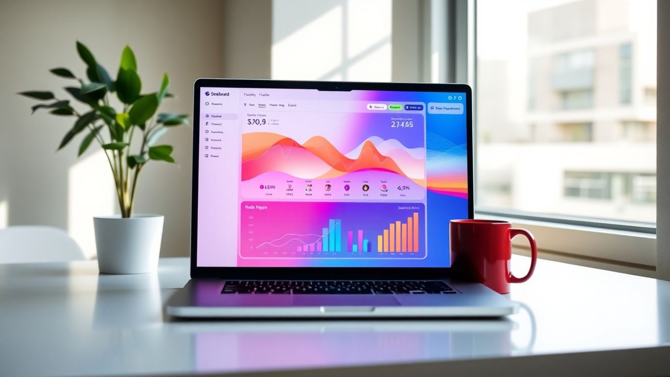 Digital real estate lead generation dashboard on laptop screen.