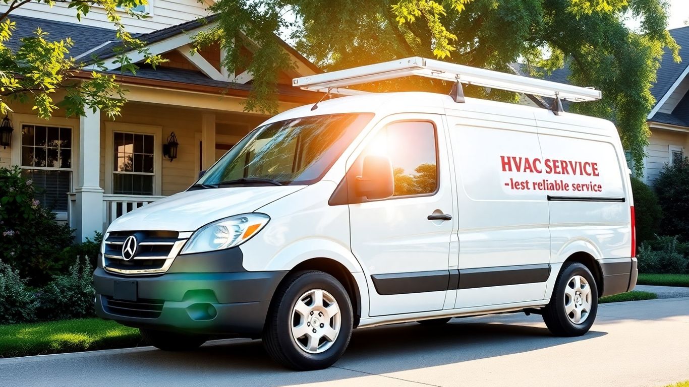 HVAC van outside a home