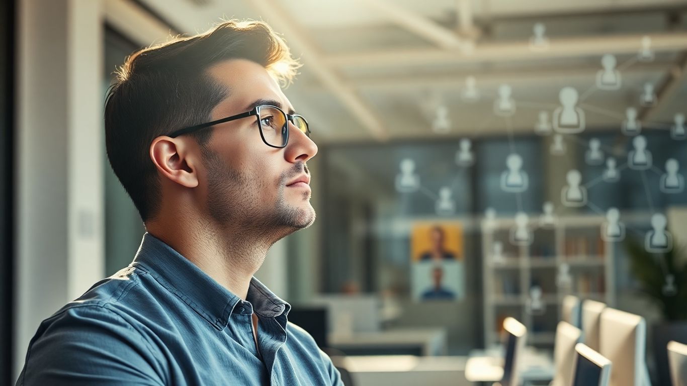 Professional analyzing lead generation data on a screen.