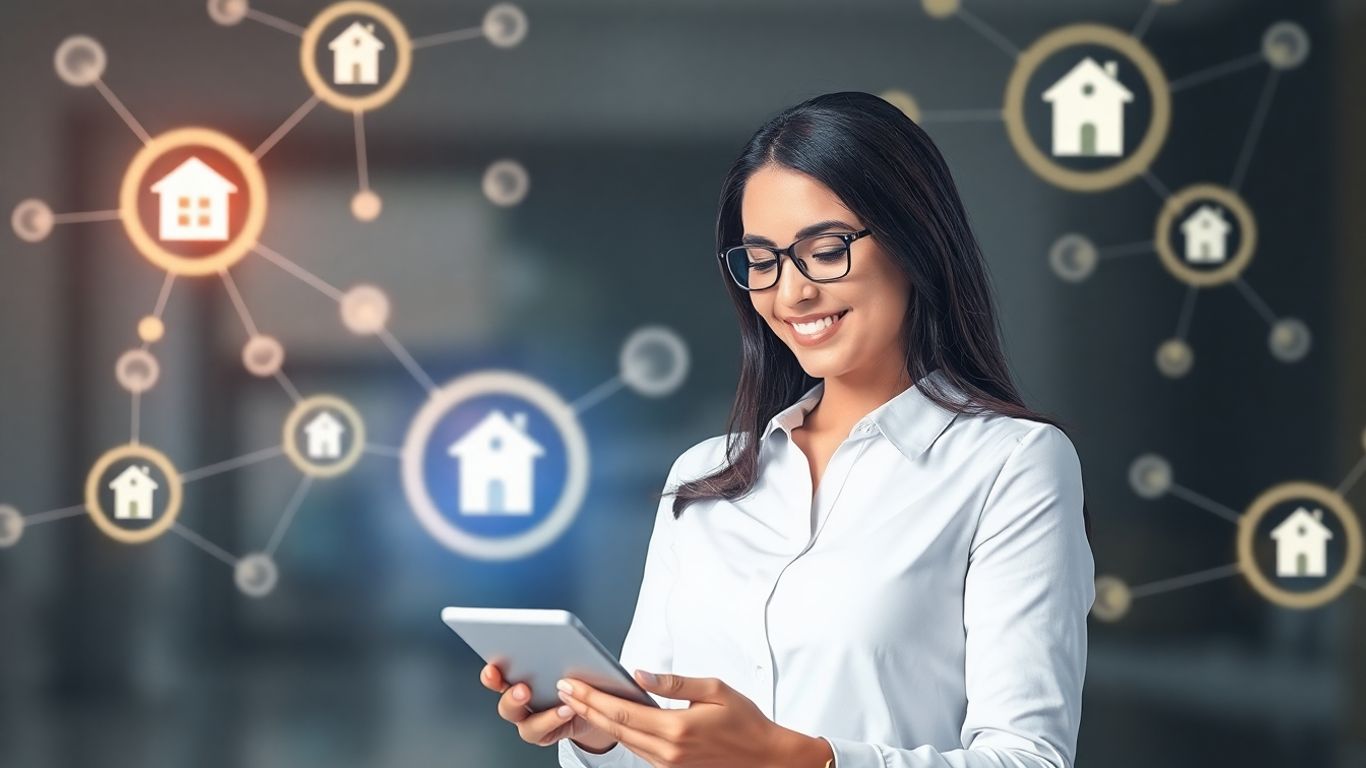 Real estate agent using digital tools for lead generation.