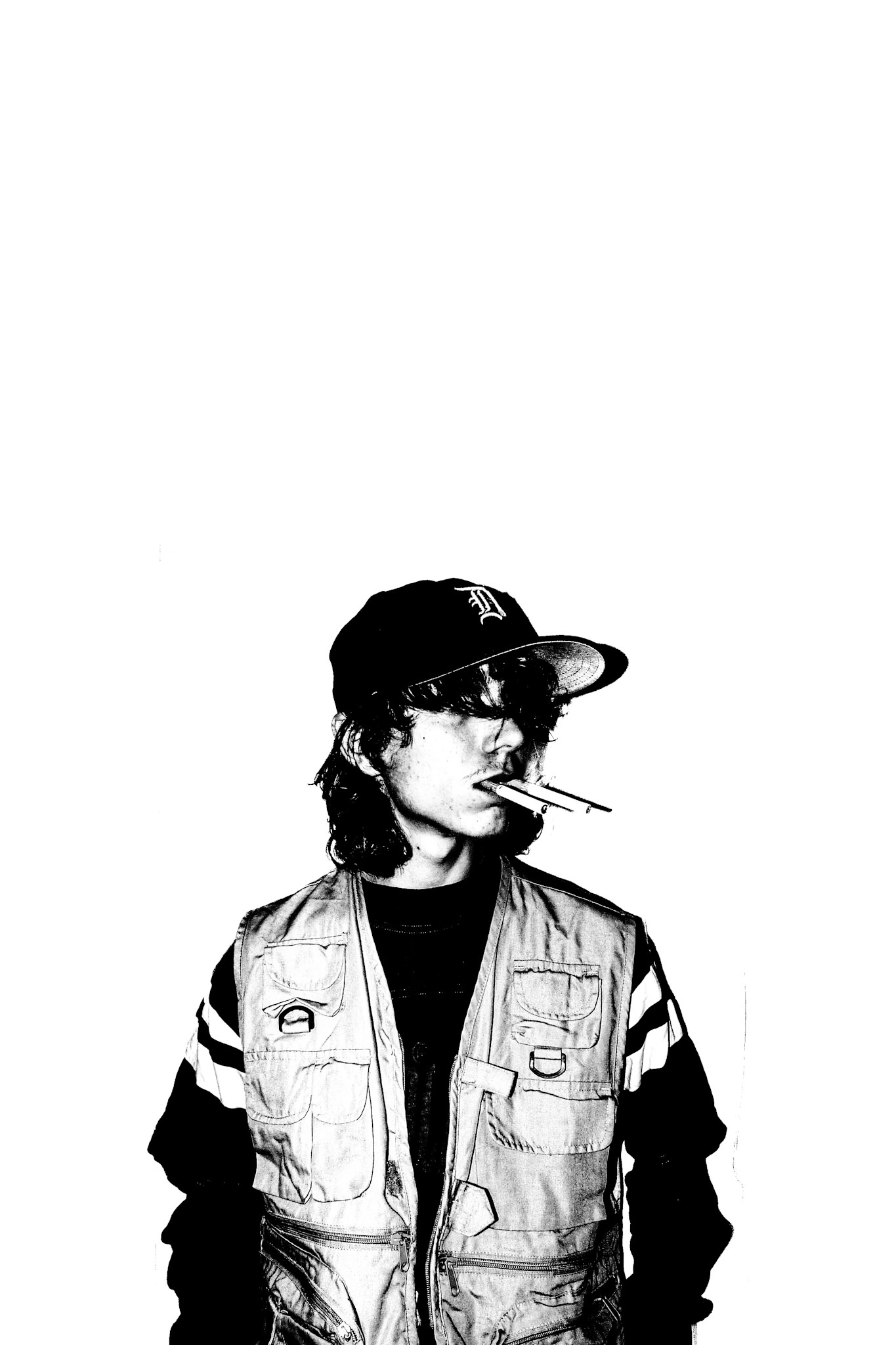 a black and white photo of a man with a cigarette 3