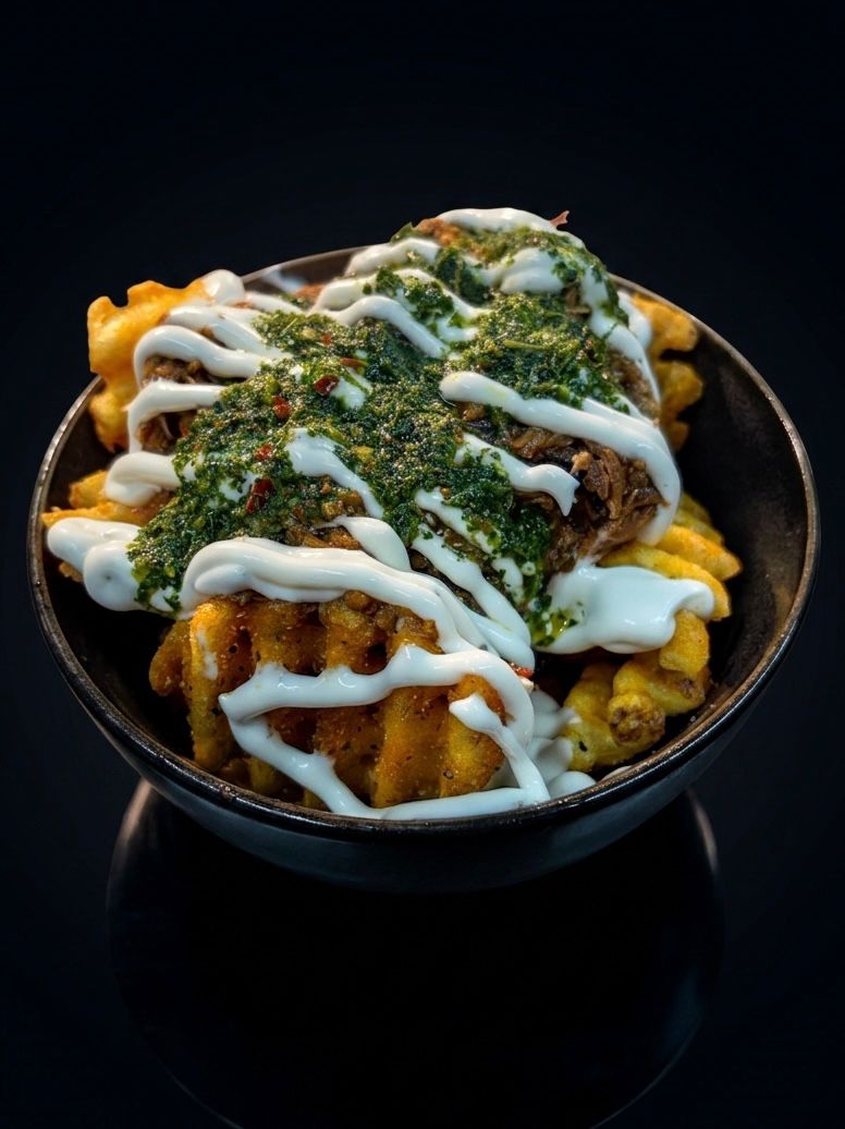 BRISKET LOADED TATER TOTS / WAFFLE FRIES