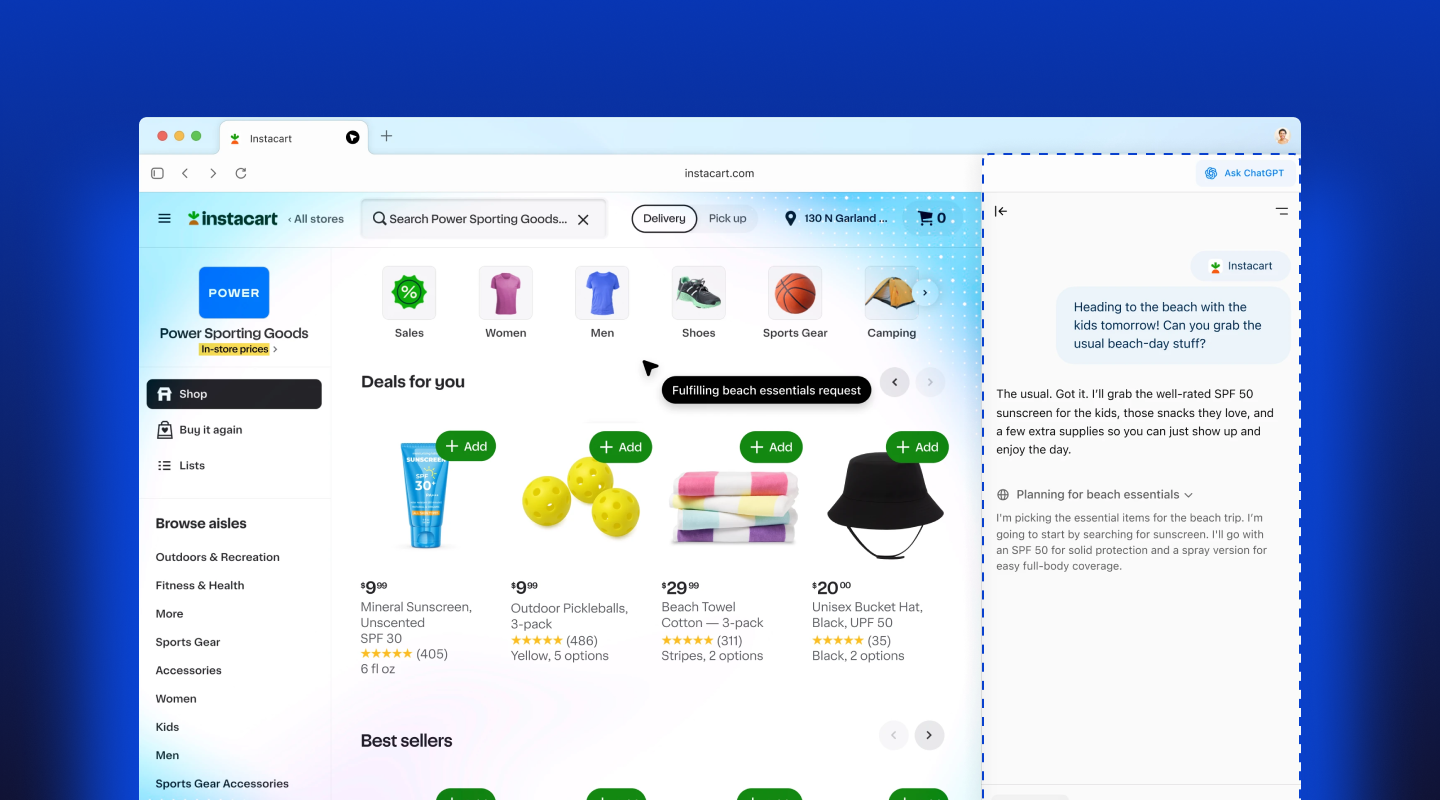 Visuel de l'interface chatGPT Atlas