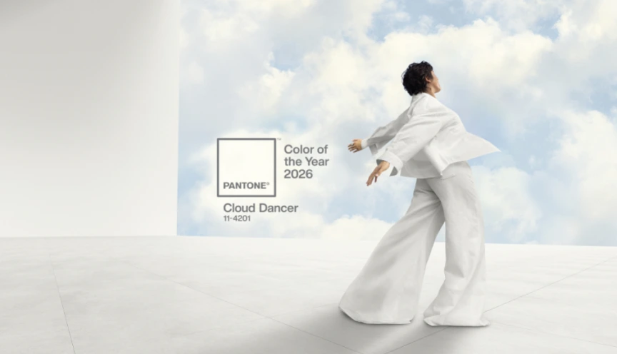 Image officielle de Pantone pour l’annonce de la couleur de l’année 2026.