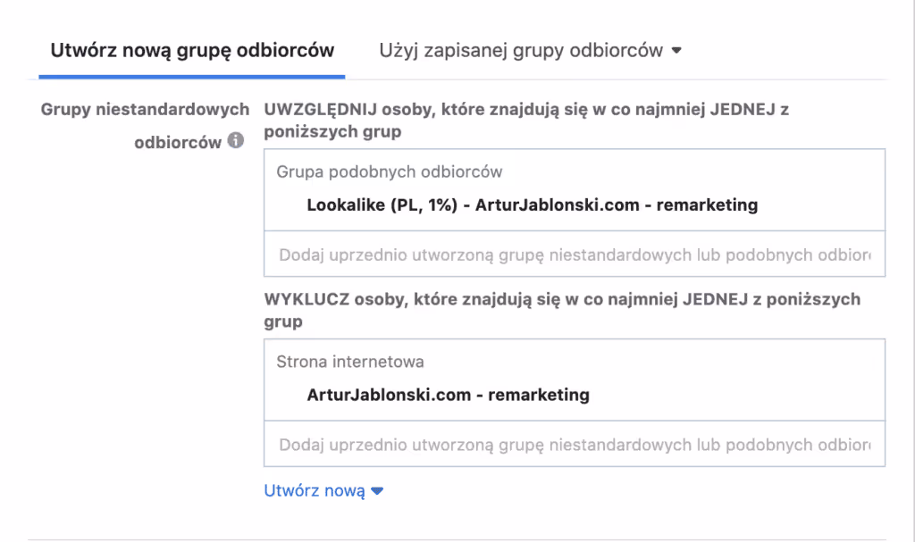grupy podobnych odbiorców wykluczanie