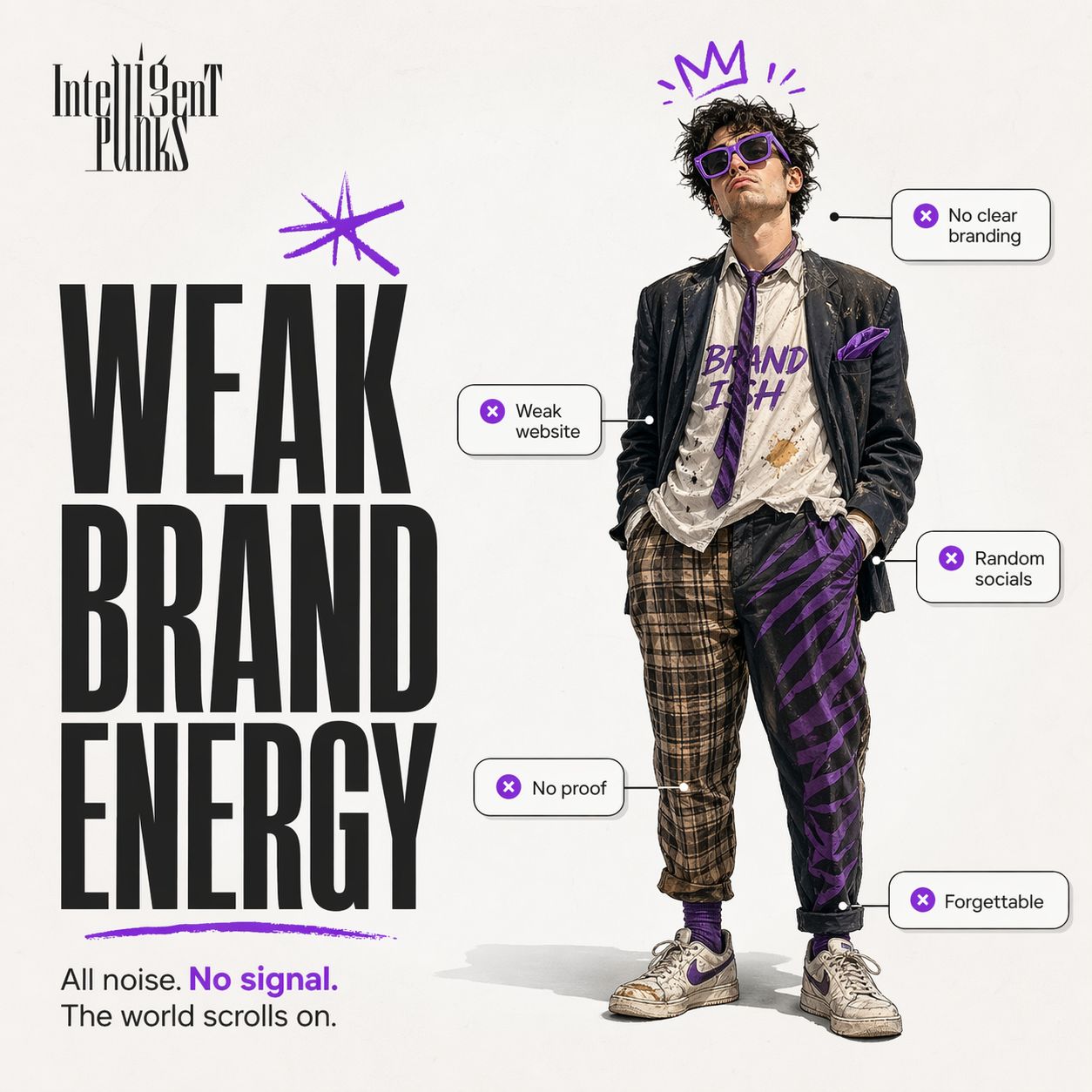 Weak brand energy – signs of unclear messaging, inconsistent visuals, and poor brand positioning