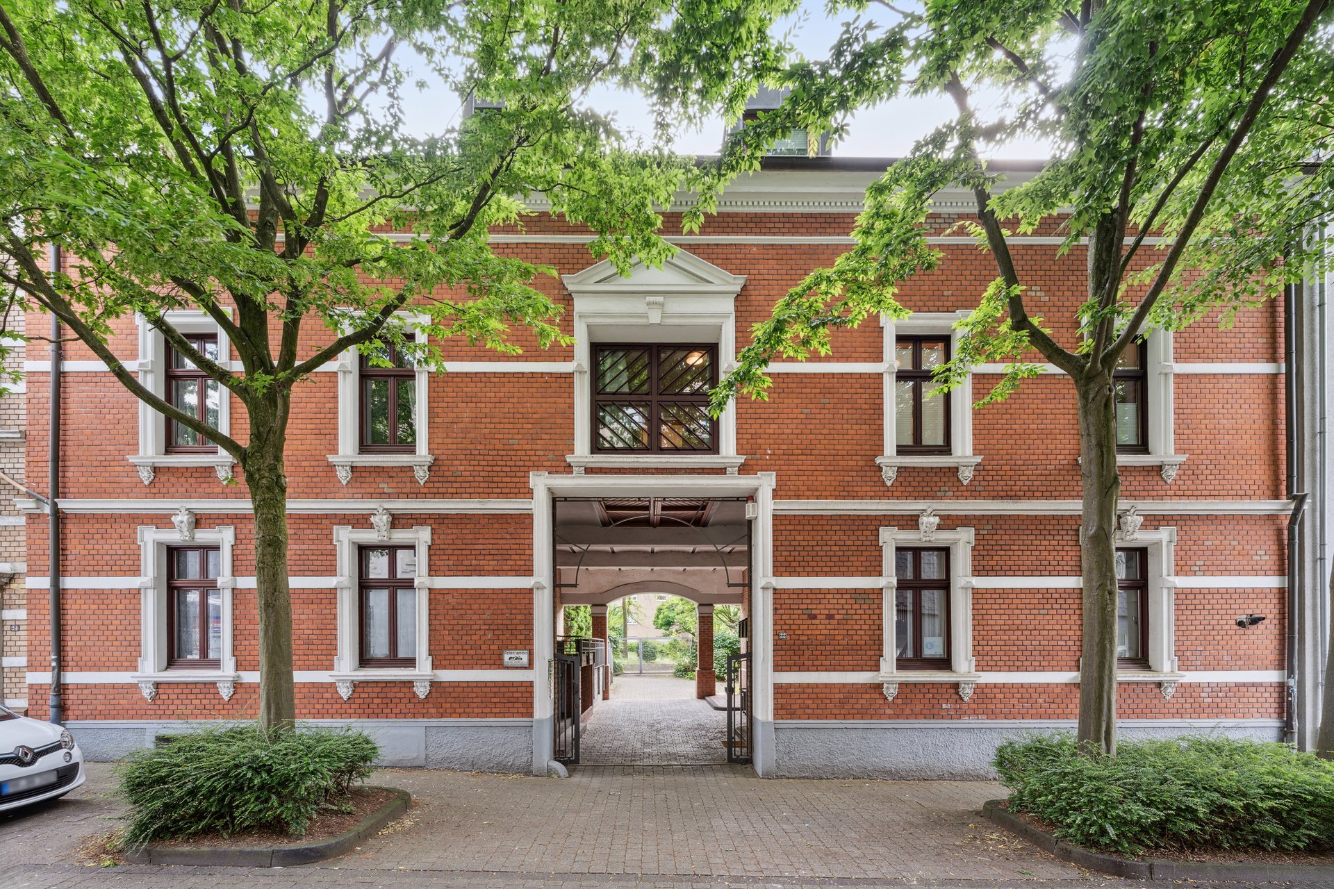 Fasse eines Backsteinhauses