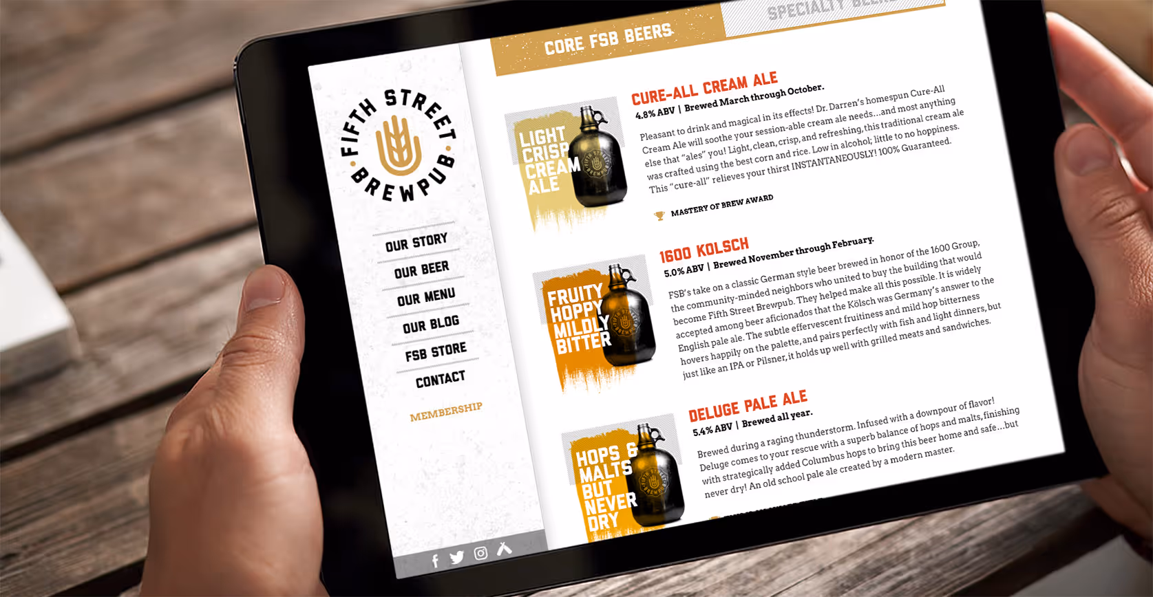 Fifth Street Brewpub tablet