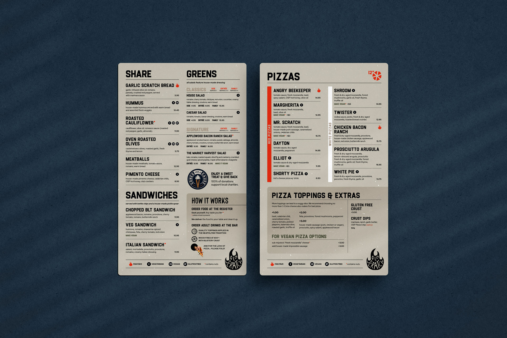 Old Scratch Pizza menu