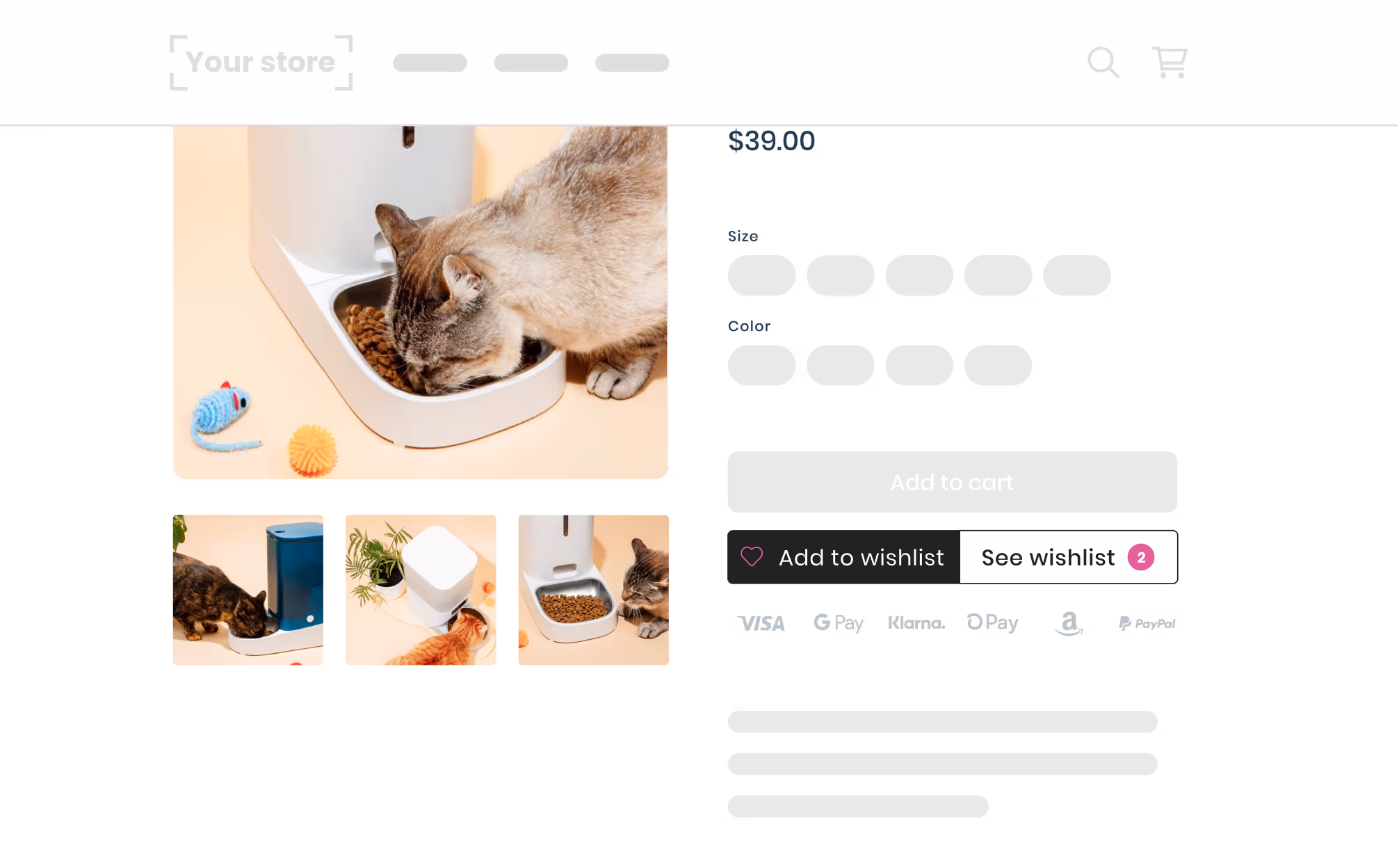 Wishlist demo store screenshot for desktop
