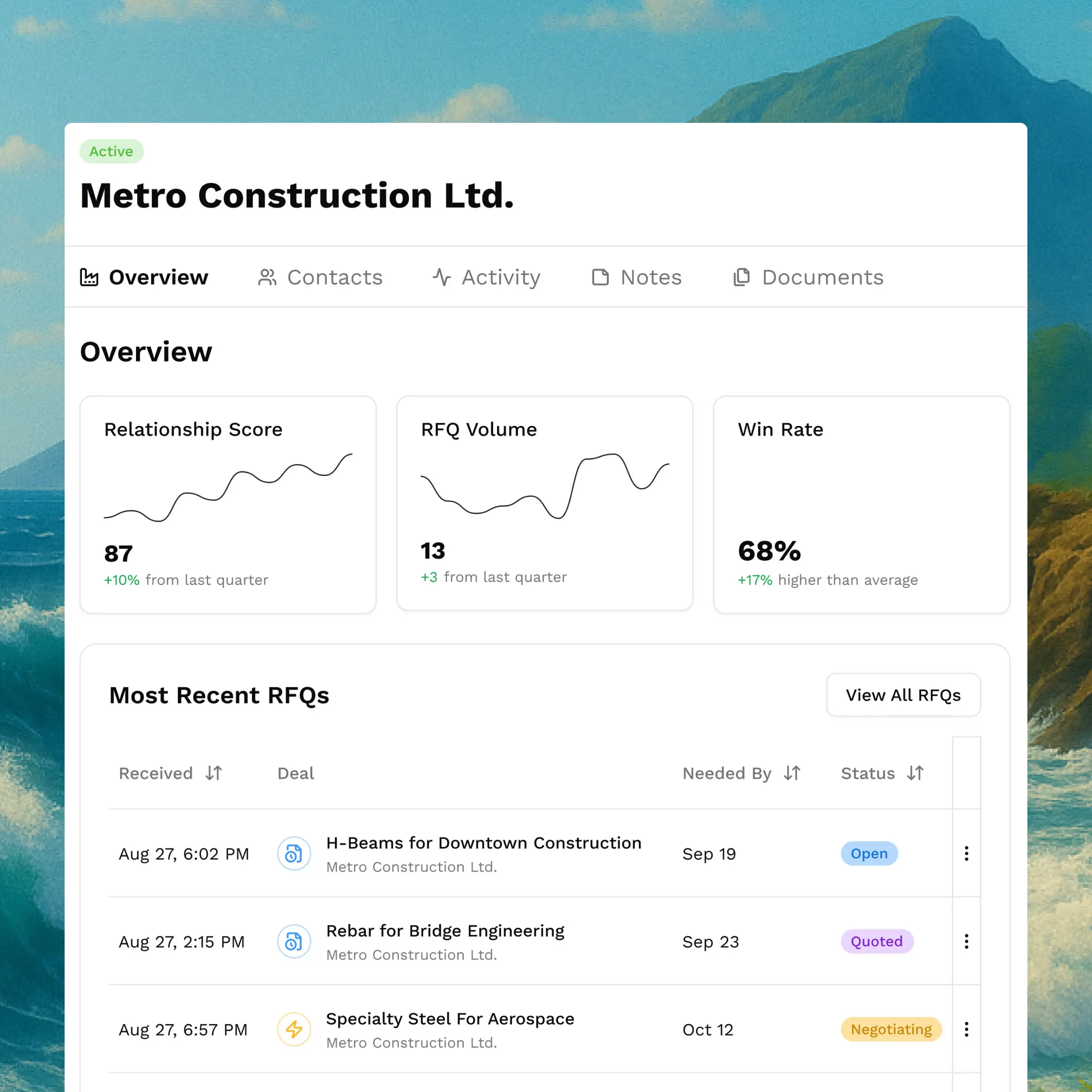A computer screen displaying a website about construction.