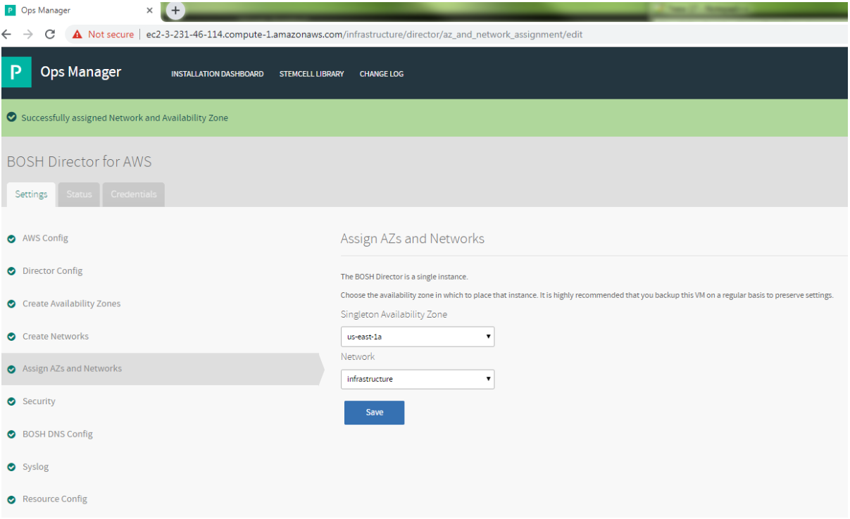 Assign AZs & Network Page