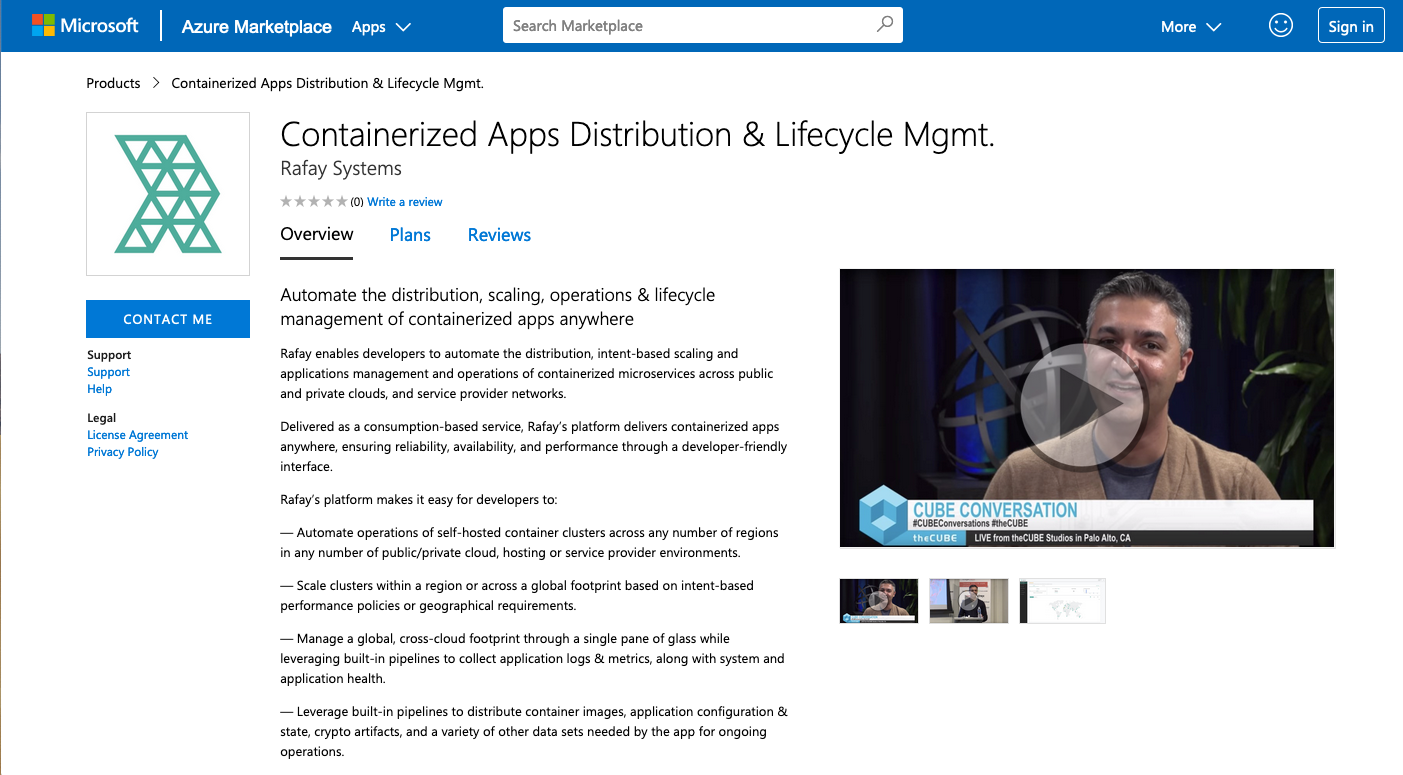 Rafay Platform Available in the Microsoft Azure Marketplace