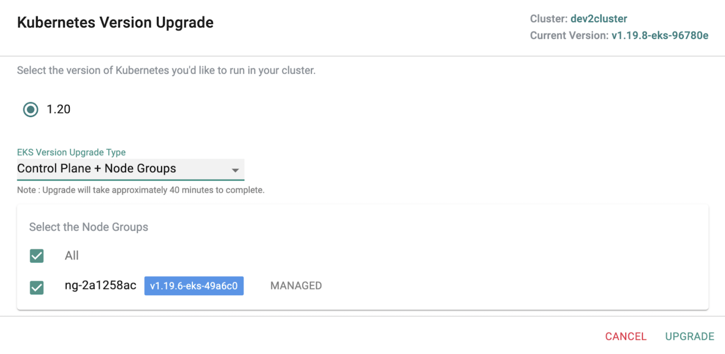 kubernetes version upgrade