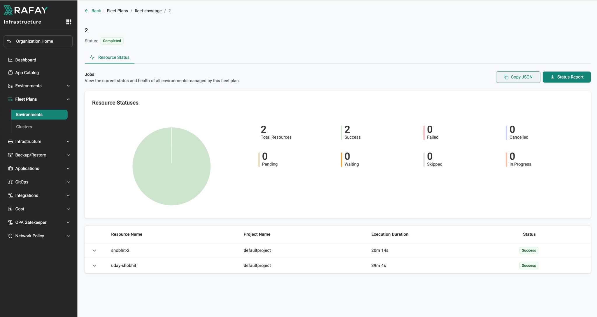 Fleet Plan Job Status Dashboard