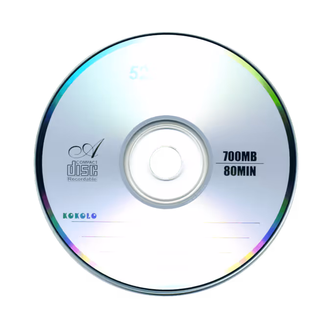 Blank compact recordable disc labeled 700MB and 80 minutes storage capacity.