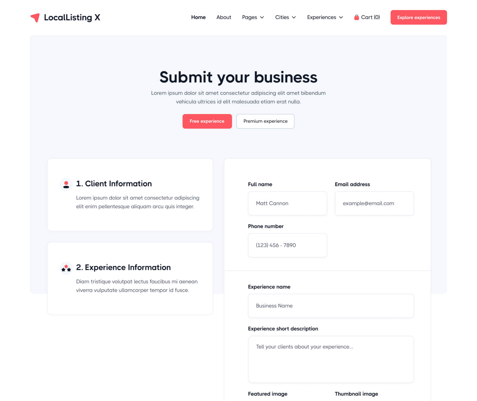 LocalListing X - Submission Page - Webflow Template