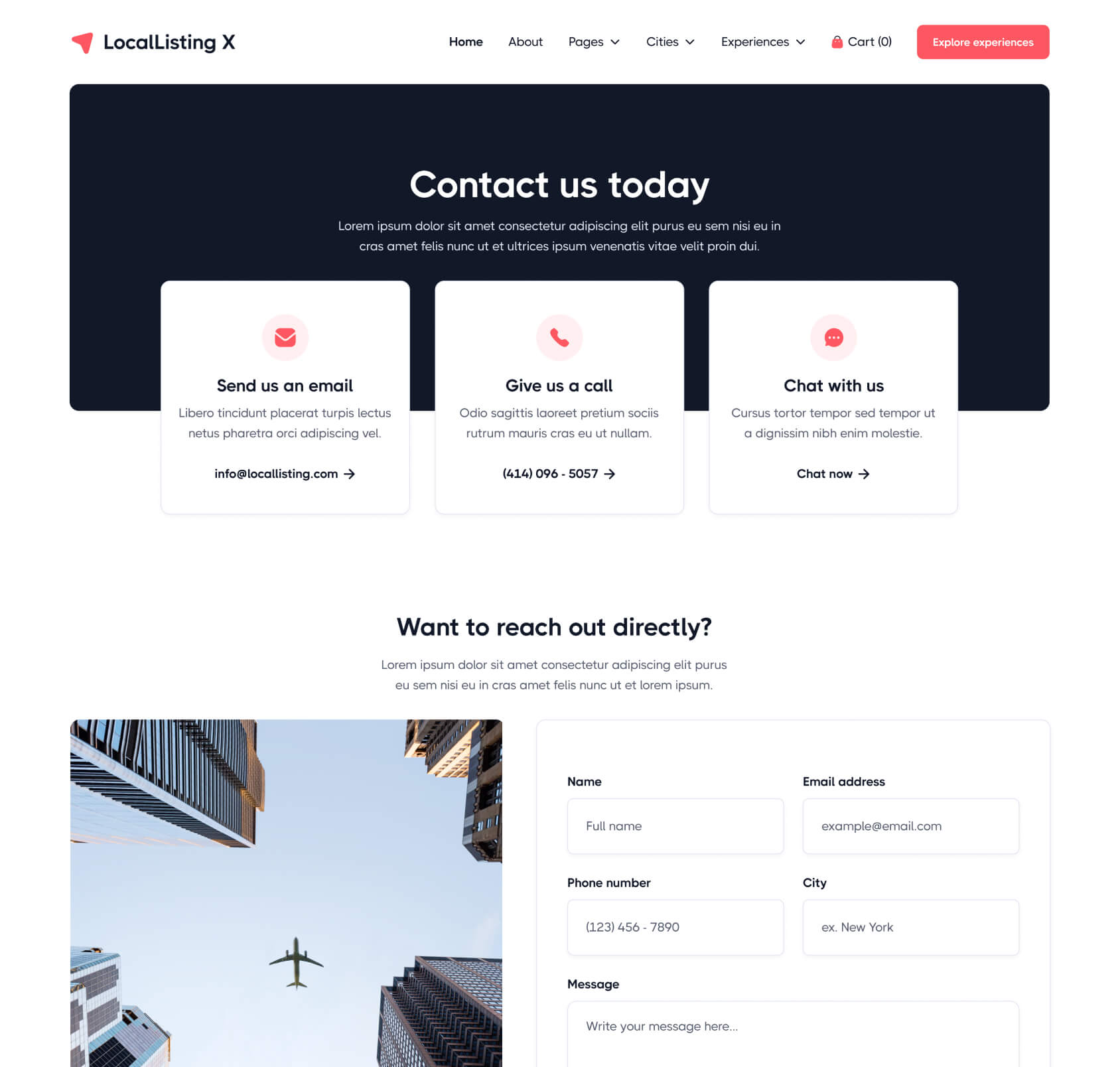 LocalListing X - Contact V1 Page - Webflow Template