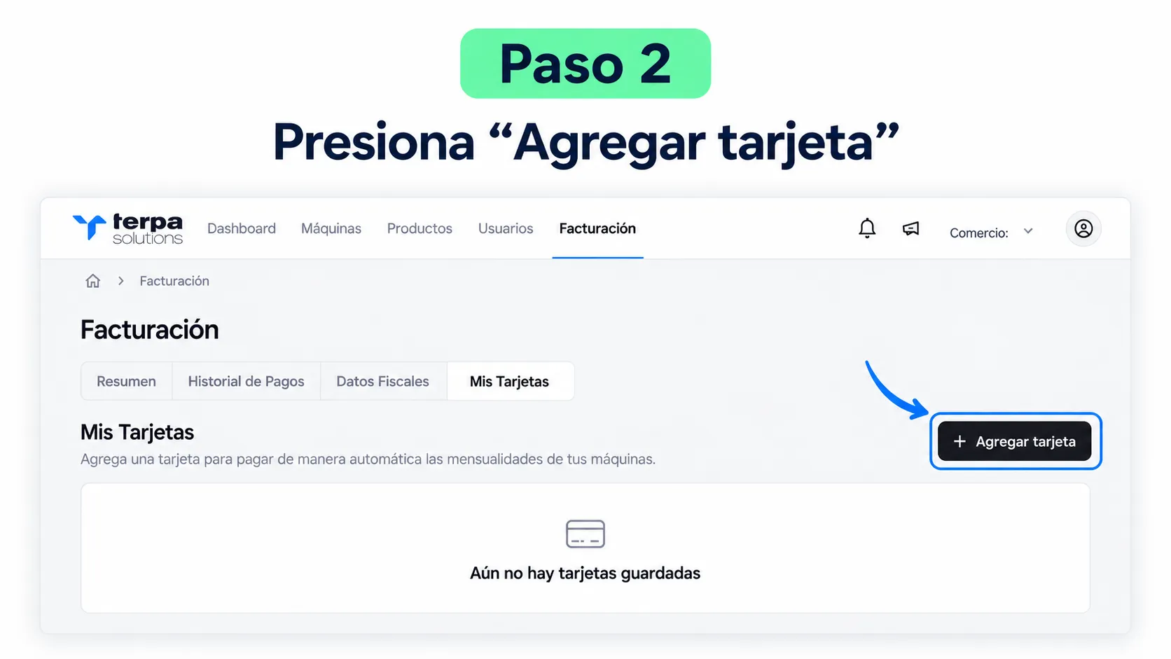 Botón Agregar tarjeta en Mis Tarjetas
