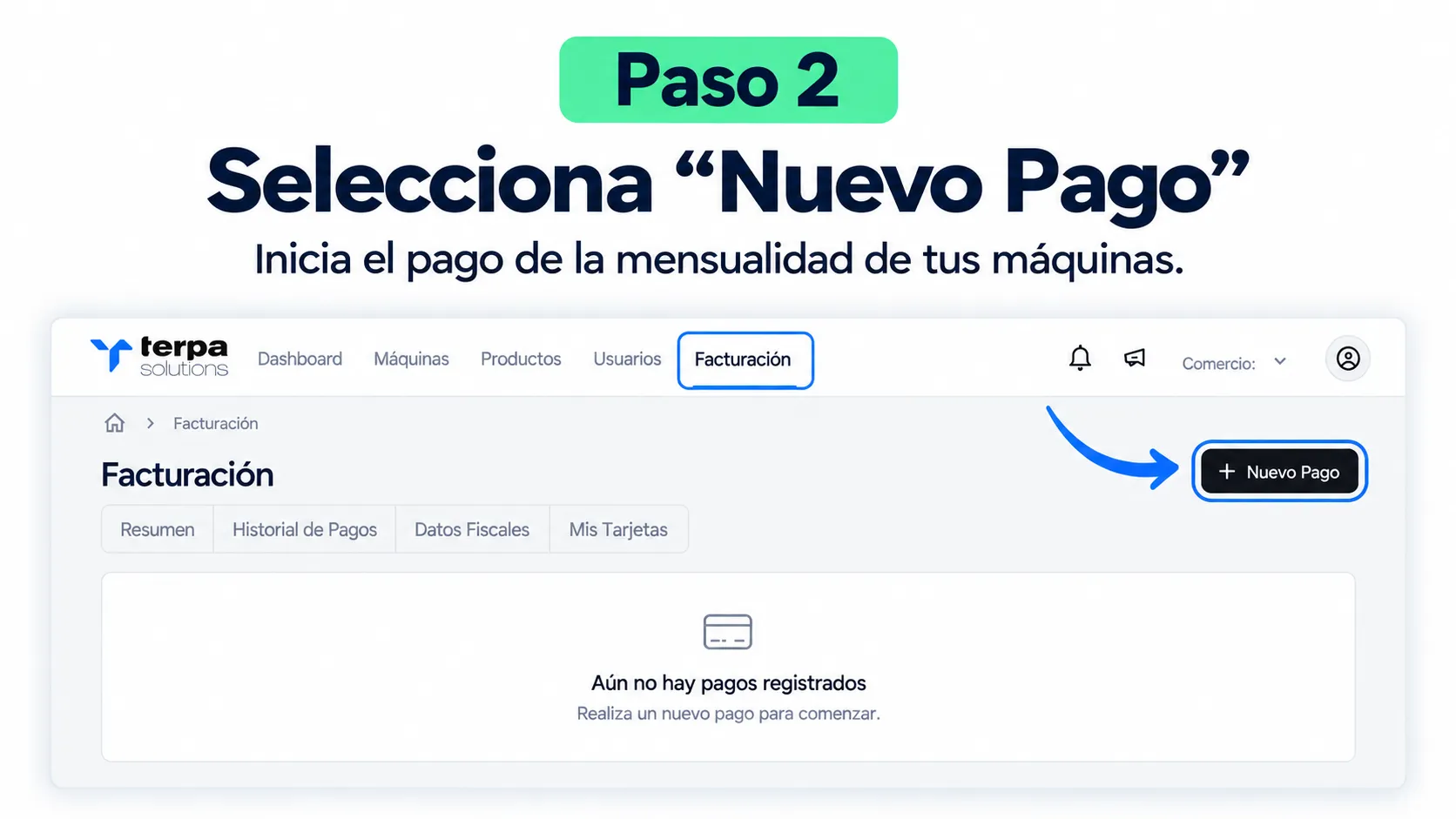 Botón Nuevo Pago en la sección Facturación
