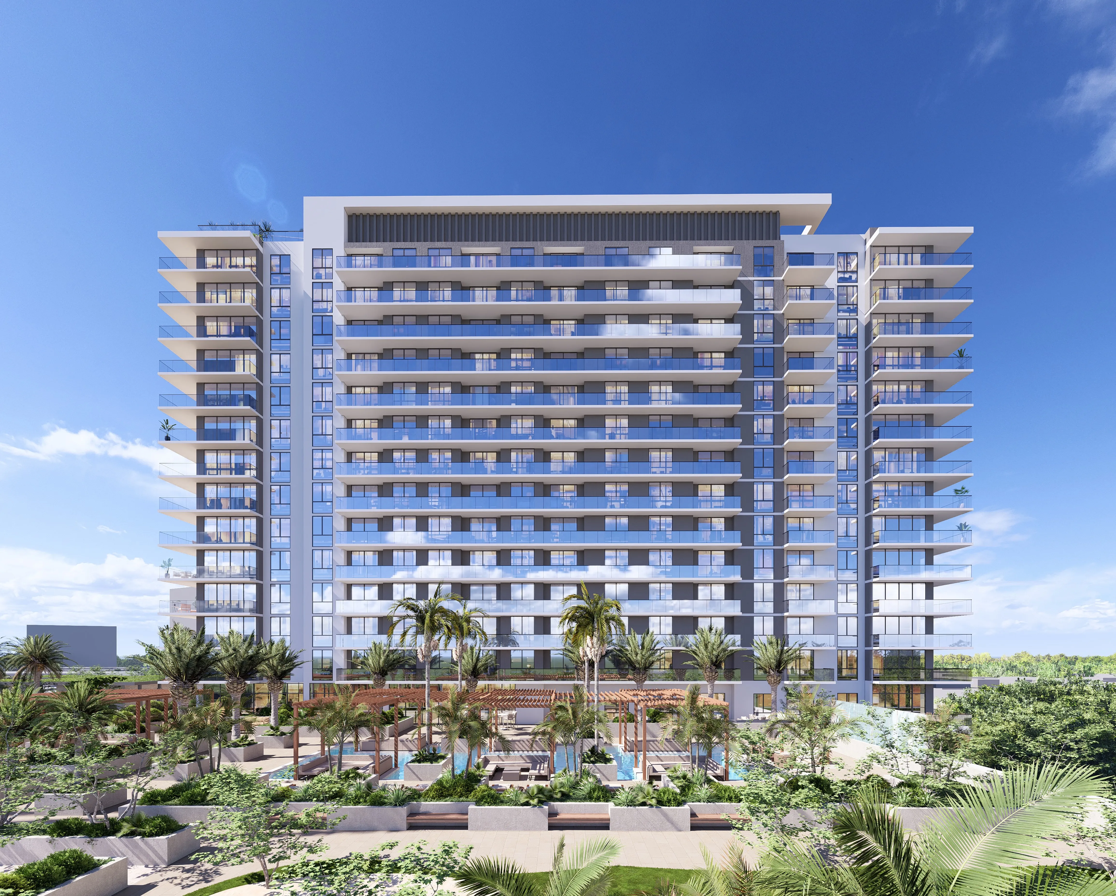 Exterior rendering of the Gaia Residences, the new luxury condominium development in Hollywood, Florida.