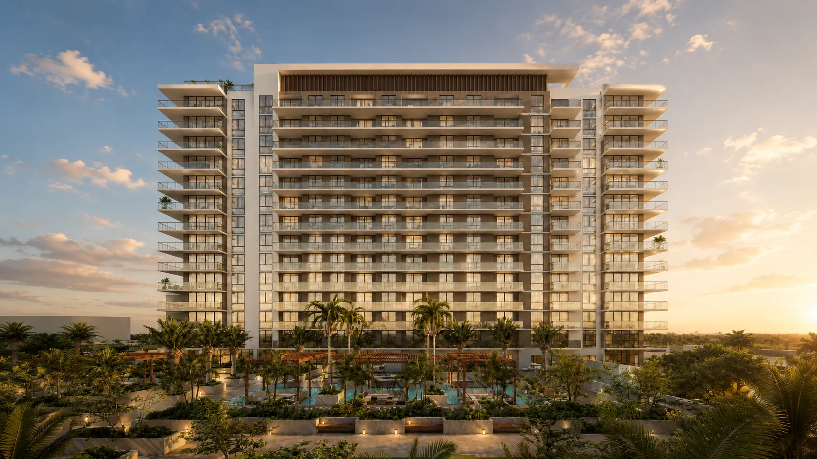 Exterior rendering of the Gaia Residences, the new luxury condominium development in Hollywood, Florida.