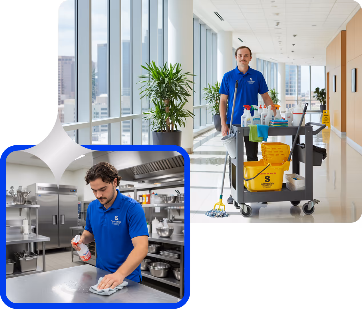 Man with cleaning equipment