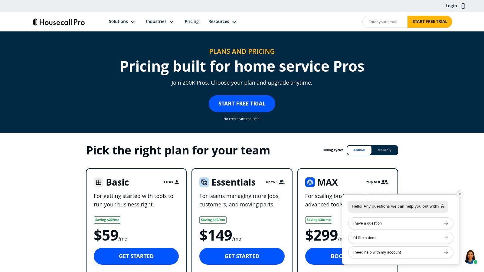 Housecall Pro pricing plans