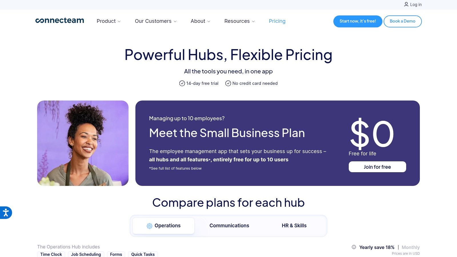 Connecteam clock in app pricing plans