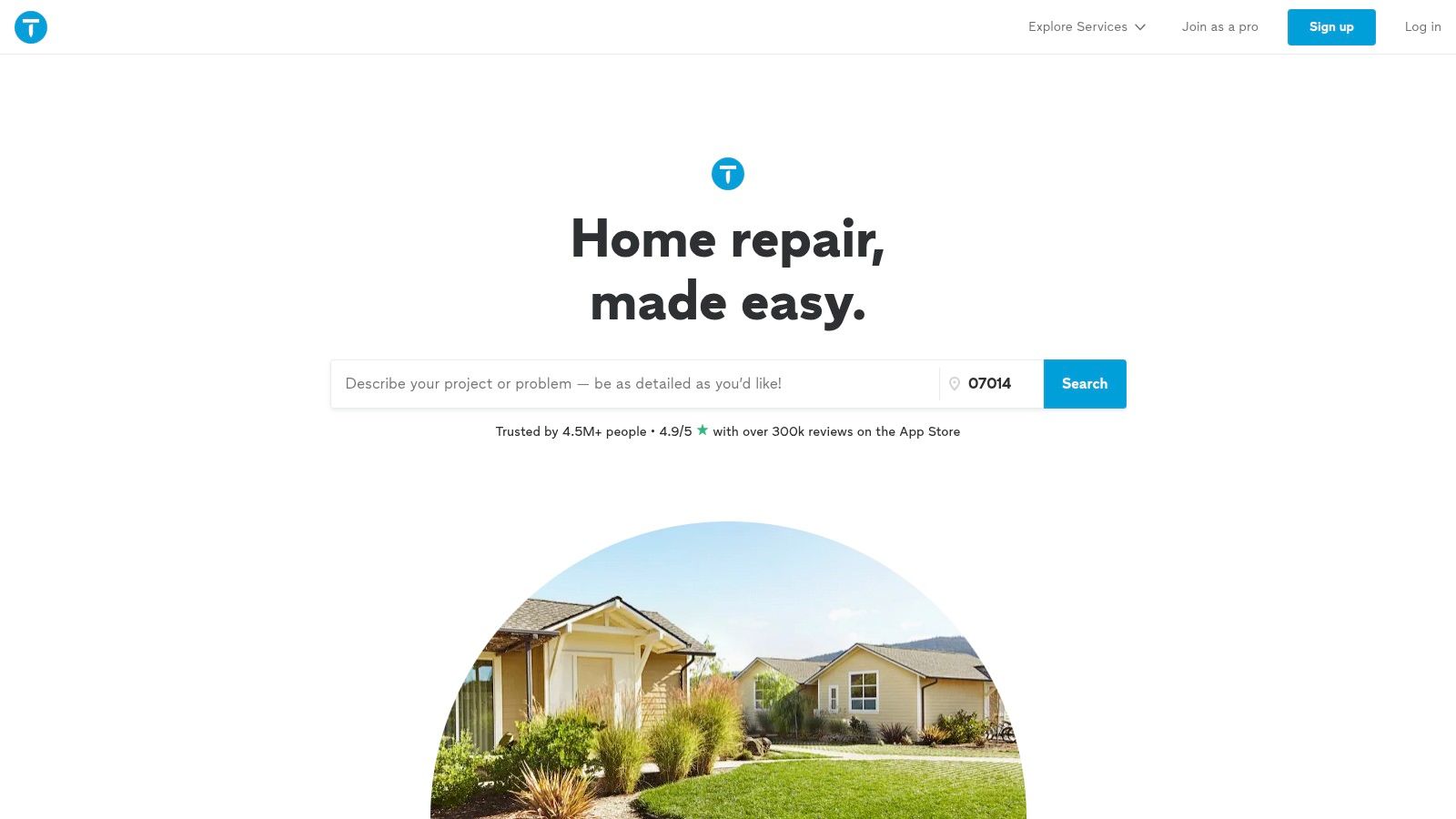 Thumbtack user interface showing a list of available service professionals.