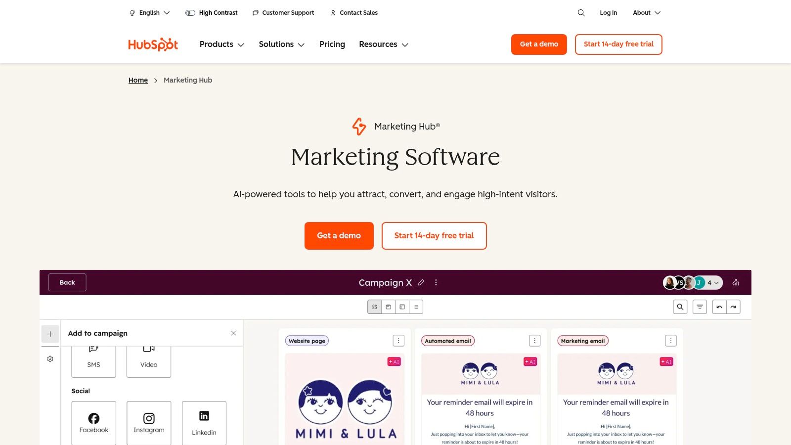 HubSpot Marketing Hub and CRM