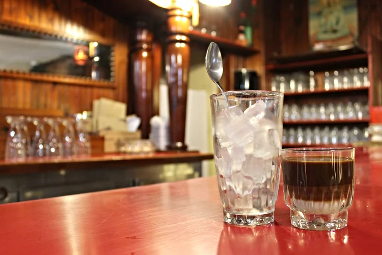 Good shoot of our bar with a espresso coffe glass