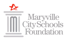 Maryville City Schools Foundation logo featuring a gray classical column with a red star on top.