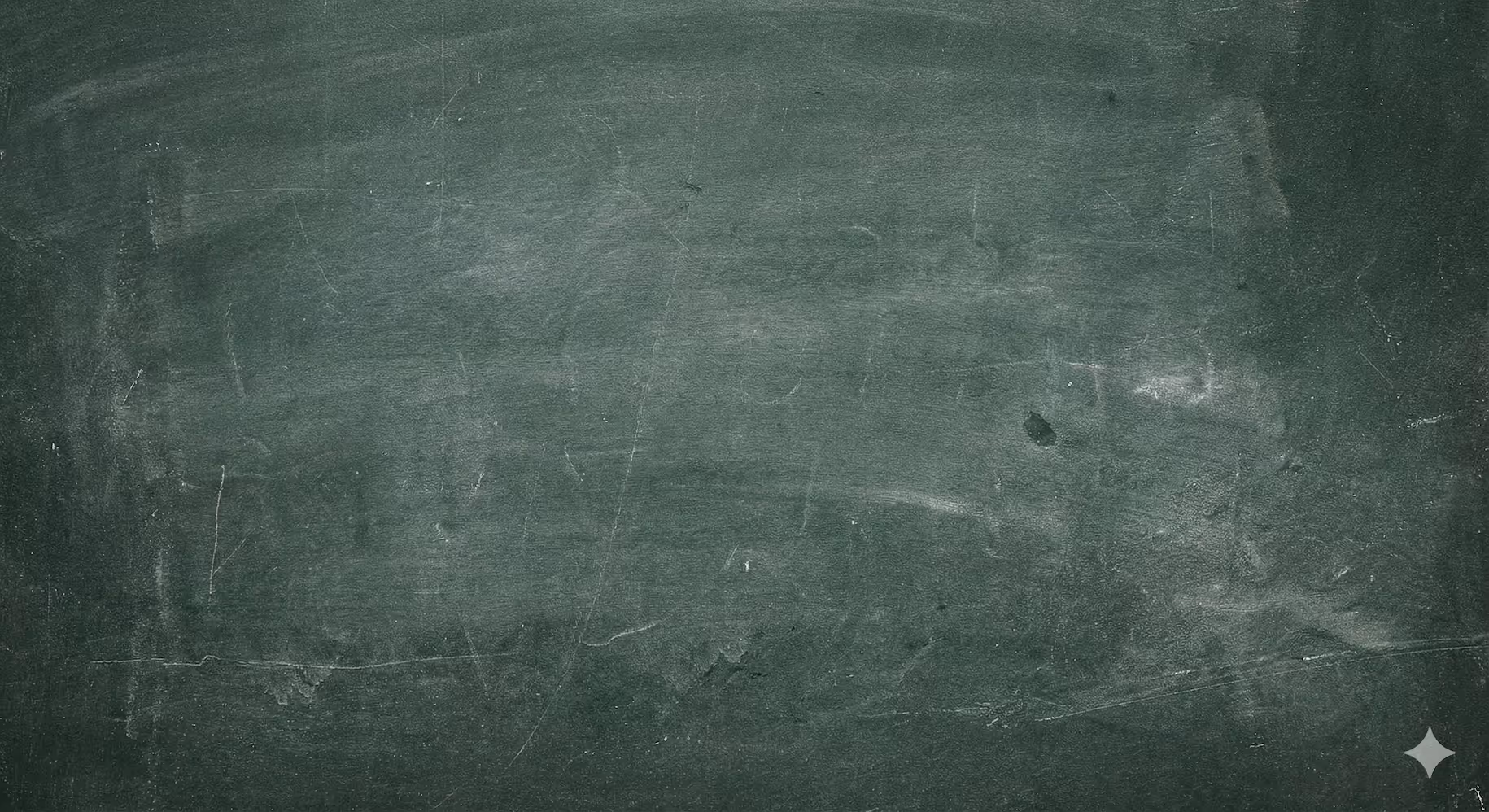 Close-up of a blank, worn green chalkboard with visible scratches and chalk smudges.