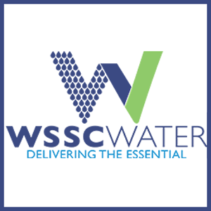 WSSC Water logo that features the letter W over text that reads "WSSC Water" and that is followed by a third row of text that reads "Delivering The Essential".