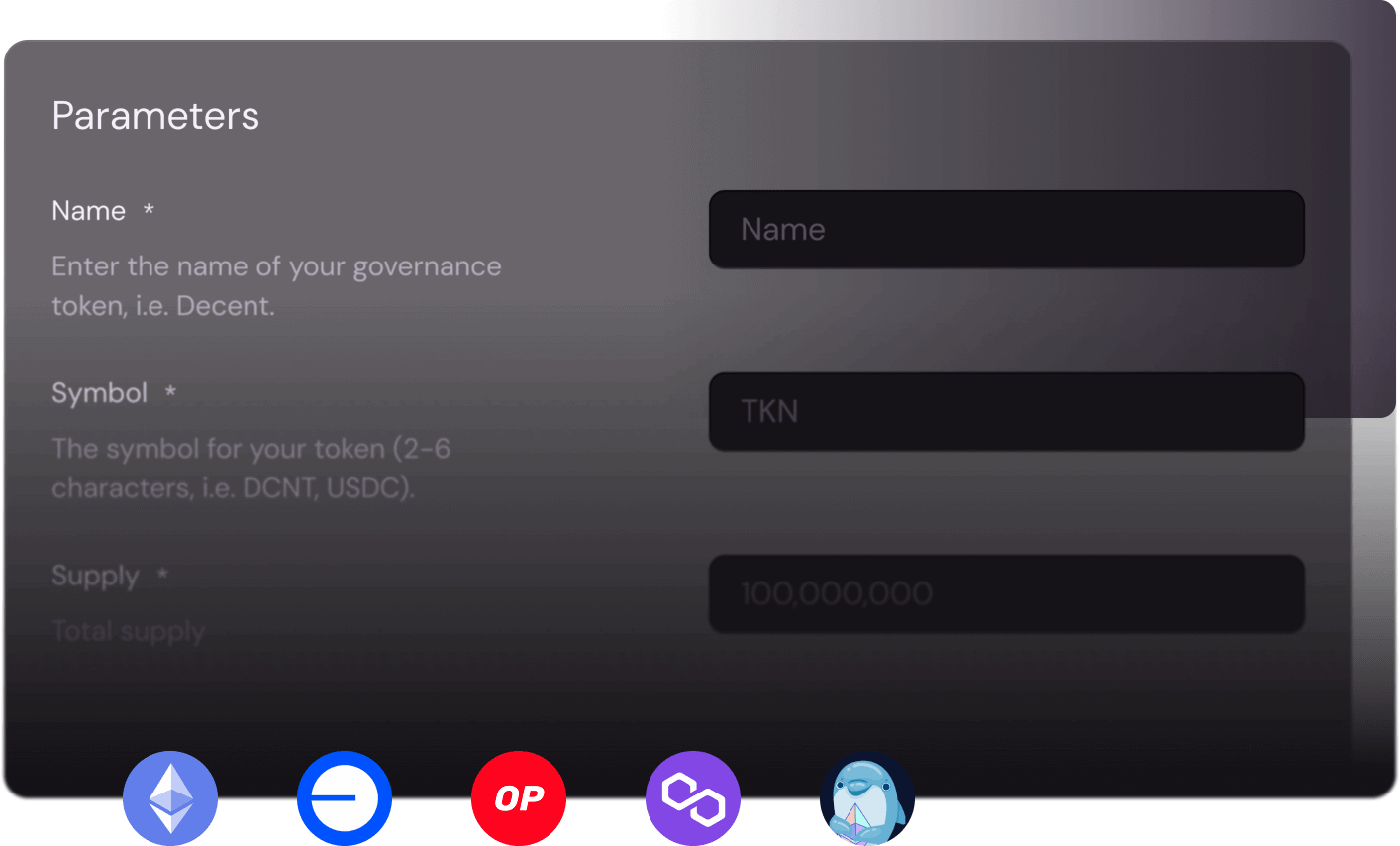 Parameters for a token launch